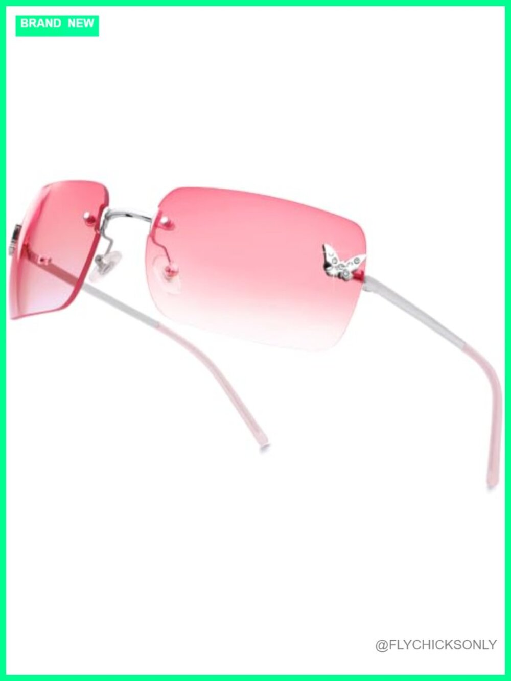 Y2K Rimless Rectangle Sunglasses Frameless Tinted Lens